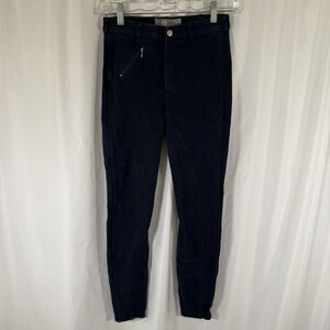 Horze Riding Pants Youth XL Navy Blue Skinny Leg Button Zip Cotton Blend